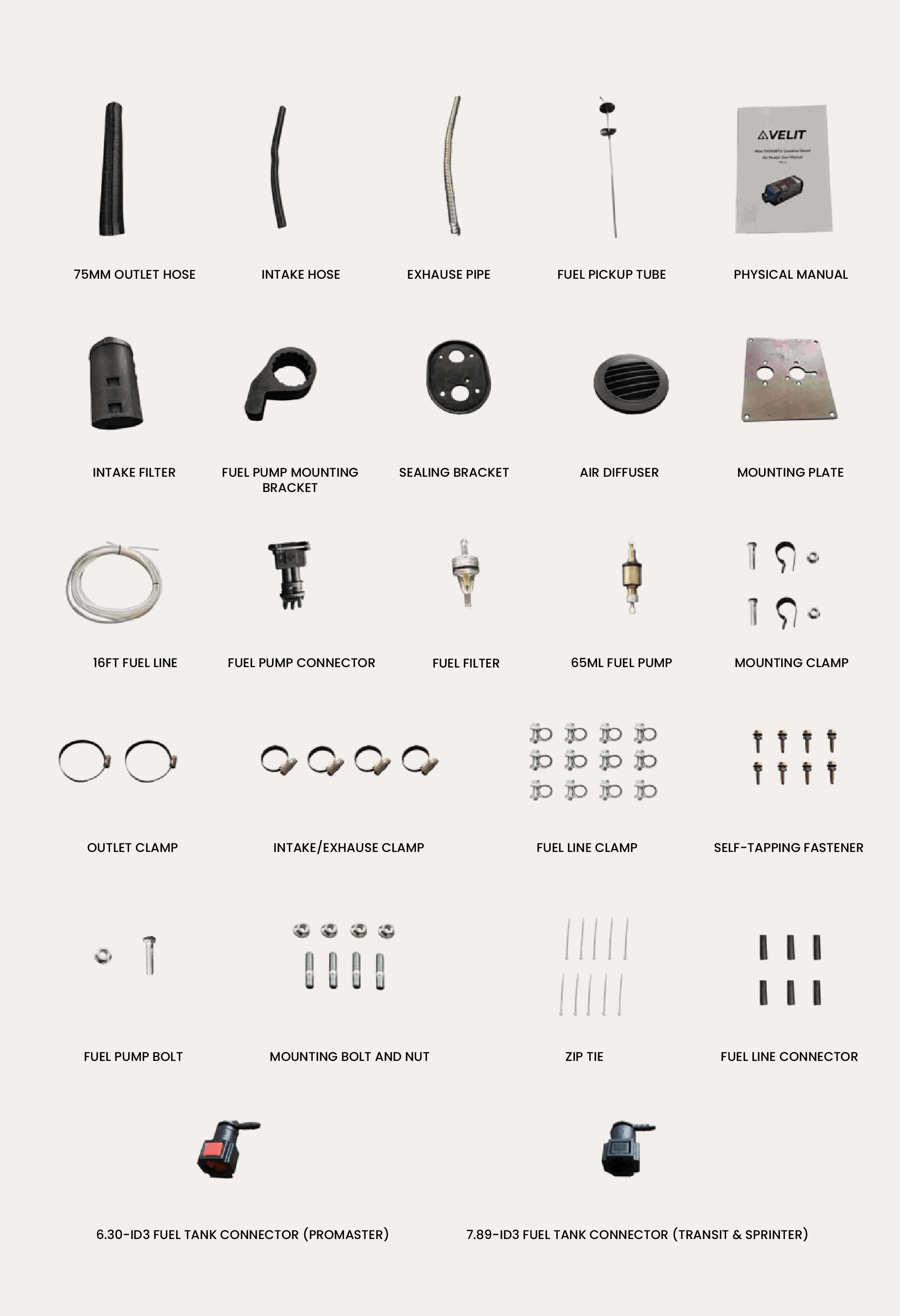 [In Stock] VELIT Gasoline/Diesel Air Heater 14000Btu 4000W - velitcamping